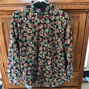 VINTAGE All Over Royal Tommy Hilfiger Shirt-Large